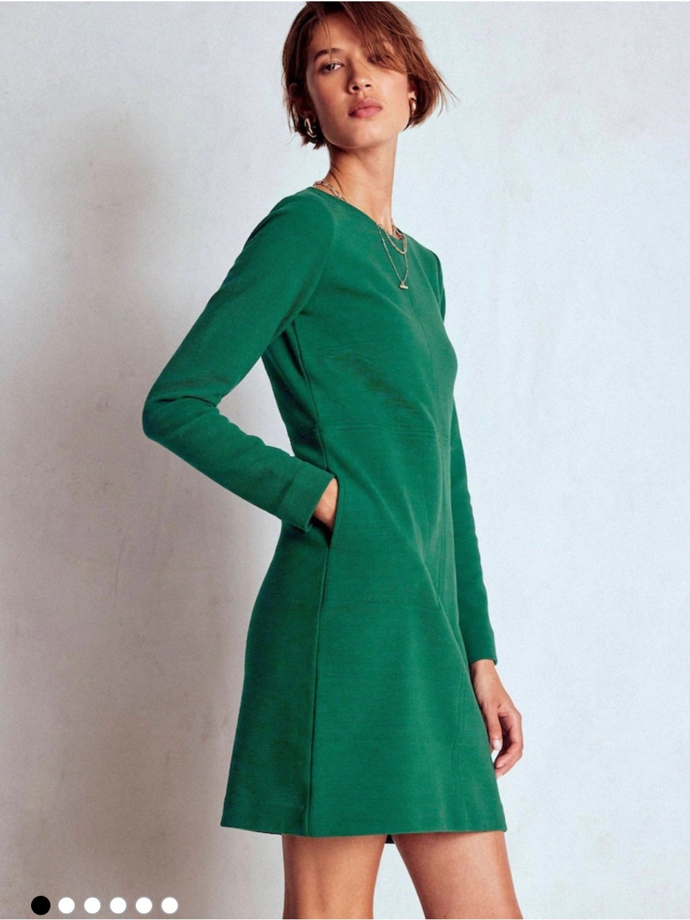Boden Cornelia Ottoman Shift Dress Size 12R 12 Regular Green Ribbed Mini Short